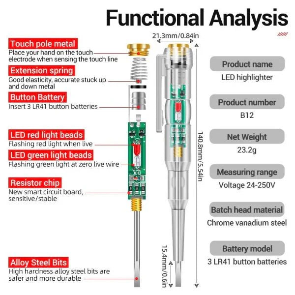 Mini LED Voltage Tester Pen, Find line break Point