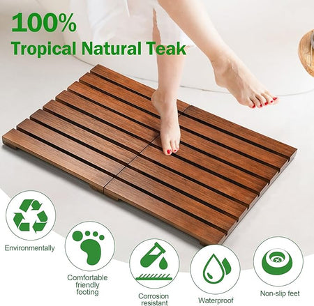 Premium Teak Wood Bath Mat – Natural Spa-Style Elegance for Your Bathroom