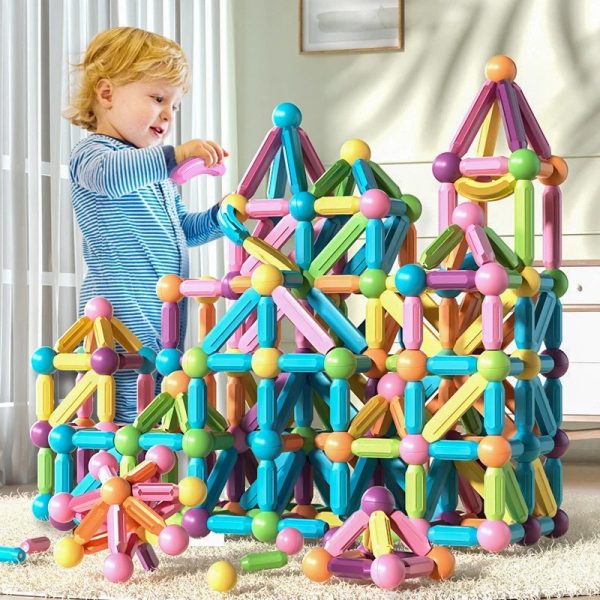 Magnetic Building Blocks Set Early Learning Magnetic Sticks Balls Assembling Game