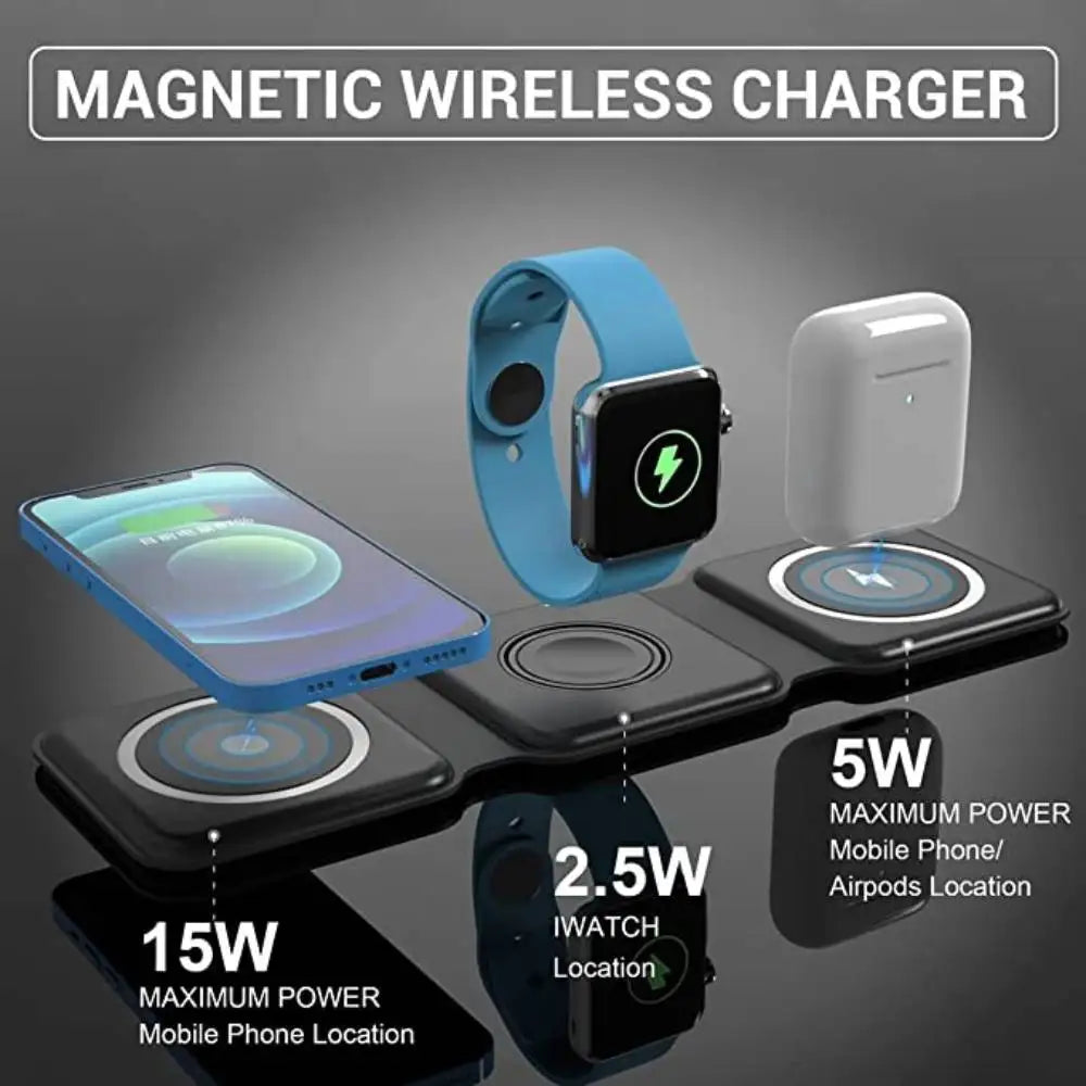 3-in-1 Foldable Magnetic Wireless Charger – 15W