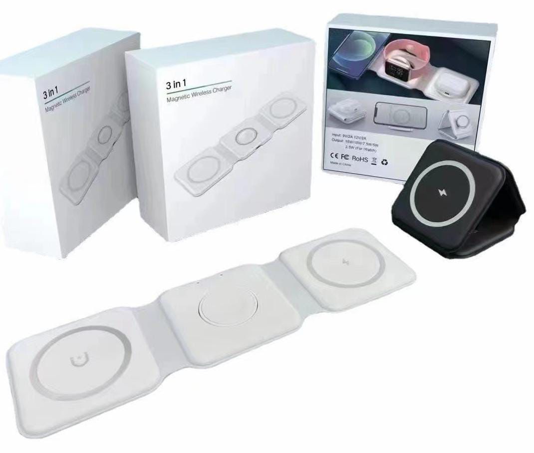 3-in-1 Foldable Magnetic Wireless Charger – 15W